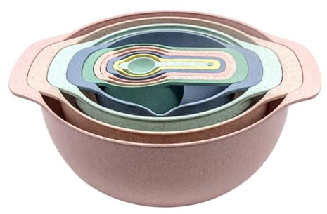 Set di cucchiai dosatori impilabili - Set di cucchiai dosatori e tazze | Set di 10 ciotole multifunzionali con misurini, setaccio, scolapasta | cucchiaio da tavola per misurare | Set di ciotole per