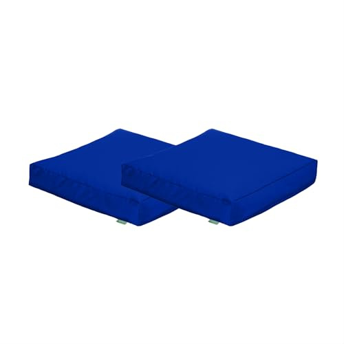 Gardenista Cojín de Suelo Acolchado, Medida 60 x 60 x 10 cm, Cojín Suelo Cuadrado, Cojines para Palets, Banco, Silla y Suelo, Asiento Cómodo Decorativo para Interior (2, Azul)