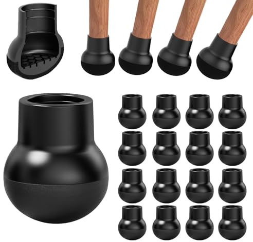COEWUR Silicone Chair Leg Floor Protectors,16Pcs Small Black Chair Leg Covers Caps for Hardwood Floors with Wrapped Felt, Furniture Feet Protectors Pads,Noise Reduction,Scratch Prevention(Fit 0.75-1)