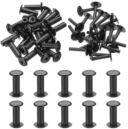 PATIKIL M5x15mm Perno Di Rilegatura In Plastica, 24 Set Perni Chicago In Plastica Viti Di Rilegatura Ribattini Post Per Pressa A Scatto Per Album Foto Scrapbook In Pelle, Nero