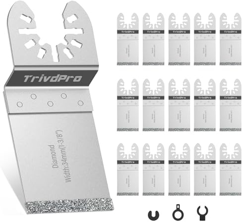 TrivdPro 15pcs Grout Remover Tool Carbide Oscillating Multi Tool Blades Diamond Grout Removal Blade Tools for Tile, Concrete, Masonry, Cleaning Mortar
