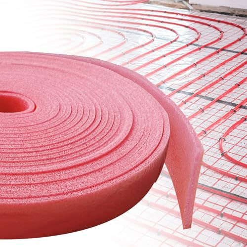 Randdämmstreifen, Randdämmstreifen Selbstklebend für Ausgleichsmasse 50mm x 5mm x 20m, Randdämmung Behnfugenband für Fußbodenheizung Estrich Abdichtung