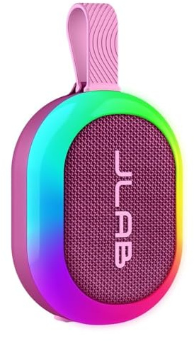 JLab Pop Party Ultrabärbar Bluetooth-Högtalare - 8H+ Speltid, Mullbär | 5W trådlös utomhushögtalare med RGB-belysning och kraftfullt ljud, IP55 vattenresistent