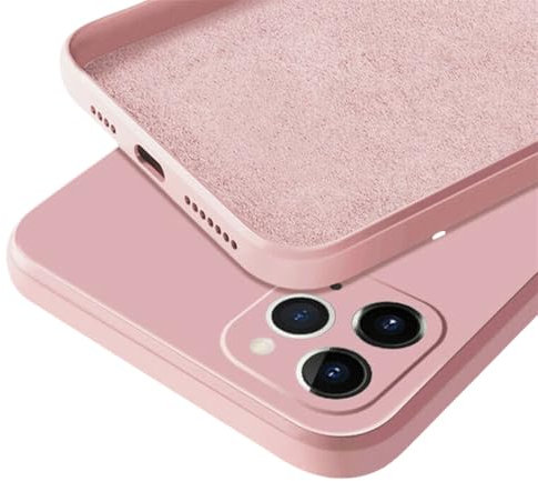 LVVLBBT Custodia in silicone liquido con bordo dritto per iPhone 15 14 13 12 11 Pro mini Custodia XR X XS MAX 7 8 Plus SE 2020 Cover, rosa, per iPhone 13 Mini