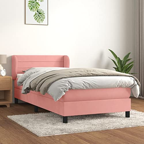 Iiaky Boxspringbett mit Matratze Betten Mit Matratze Schlafzimmer Bett Boxspringbett Mit Matratze Rosa 100x200 cm Samt // 3127540