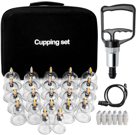 Kit de Ventosas Fisioterapia con Bomba de Vacío, 22 piezas Ventosas Celulitis Masaje para Vacumterapia, para Celulitis Faciales y Cuerpo, Cupping Set