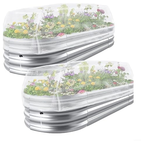2er-Pack Gartennetzabdeckungen (130 x 70 x 45 cm), feines 0,1 cm weißes Polyester-Netz für Hochbeete, verstellbarer Kordelzug zum Schutz vor Schädlingen/Wetter, atmungsaktiver Sonneneinstrahlung und