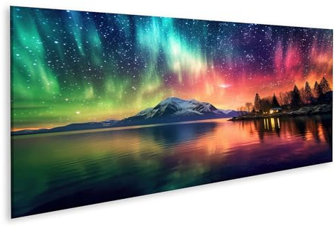 islandburner Bild auf Leinwand Polarlichter Über Einem See In Einer Winterlandschaft Bilder Wandbilder Poster