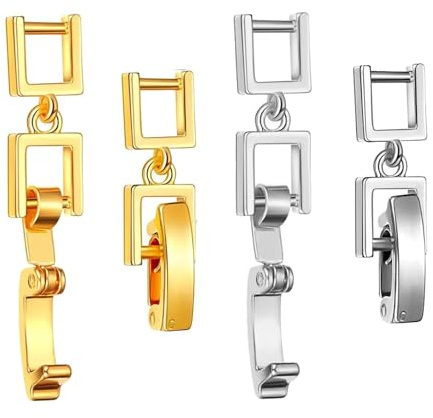 4 extensores de cierre de joyería para pulseras ajustables y collares, extensiones de cadena de cobre resistentes y seguras, cierre de conector de joyería