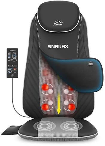 Snailax Masajeador de espalda con calor, silla de masaje de cuerpo completo, masajeador eléctrico mejorado para espalda y cuello, oficina, uso doméstico, regalos para hombre, Wemen