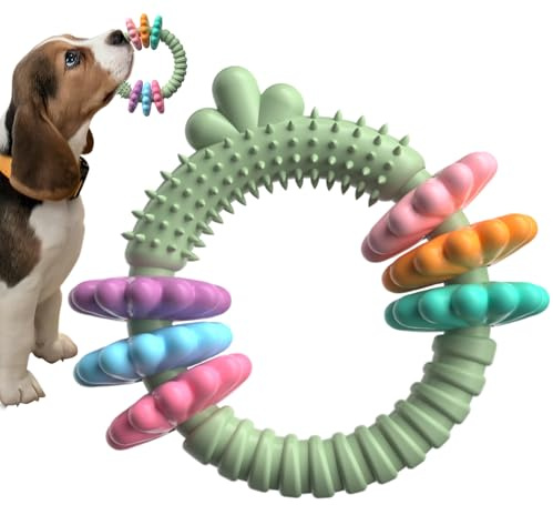Beißring für Hunde – Gummi 16×13cm | Langlebiger Welpen-Trainingsring für mittlere und große Rassen | Starkes Kauspielzeug für aggressive Kauer, das die Zahngesundheit im Innenbereich fördert