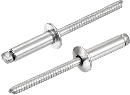 QUARKZMAN 200Pcs 3/16x5/8 304 Remaches Ciegos De Acero Inoxidable Con Cabeza Abovedada, Tipo Abierto Para Bricolaje, Chapa Metálica, Barcos Y Trabajos En Conductos (Plateado)