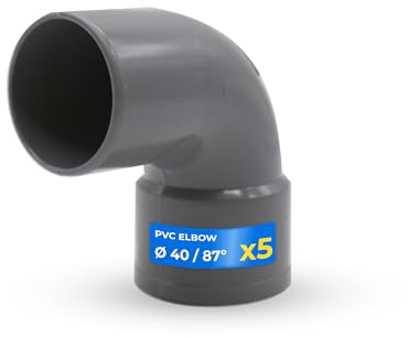 DOJA Barcelona Codo PVC Macho-Hembra 87º - Pack 5 - Ø 40mm - Instalación Rápida y Sencilla - Compatibilidad Universal en Tuberías de Agua, Durabilidad y Resistencia, Codo Evacuación 87º