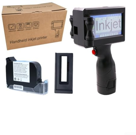 PureBowlic handhållen bläckstråleskrivare pekskärm bärbar datumkod för metall glas trä snabbtorkande oljebaserat bläck ingen app krävs 300-600 DPI justerbar höjd svart enhandsanvändning snabb utskrift