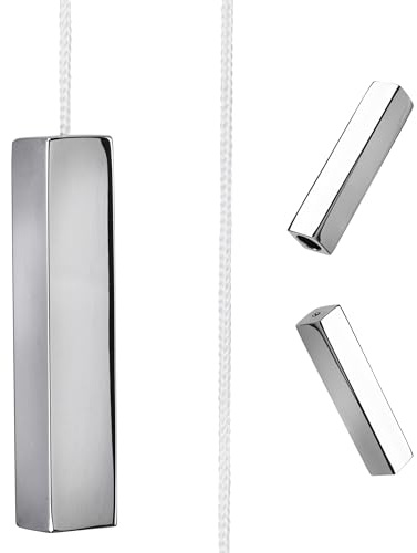 Croydex Bathroom Light Pull Pendant & Cord, Chrome Modern Square Shape | 1m Long Nylon White String Cord | Multi-use for Toilet Ceiling Lights, Fan Switch