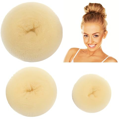 Styla Hair 3 Piece Donut Hair Bun Maker, (1 Small, 1 Medium, 1 Large) Blonde