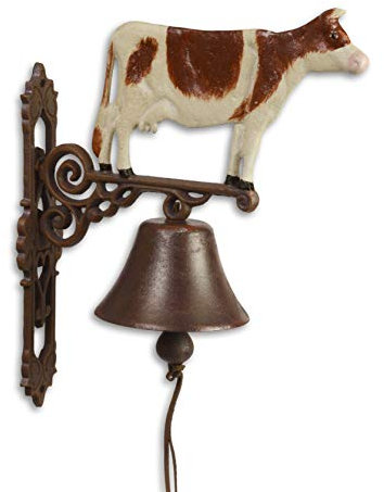 Decoratie Türglocke Wandglocke Gußeisen 2er Set antik Motiv: Kuh 37,7 cm