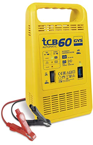 GYS - TCB 60, Caricabatterie automatico di batterie 12 V, 15-60 Ah, moto e auto, mantenimento carica, tester livello carica - 023253
