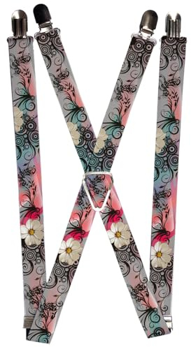 Buckle-Down Unisex Adults Floral Suspenders, Multicolor, 1.0-inch Wide