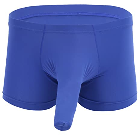 TiaoBug Herren Boxershorts Boxer Unterwäsche Pants Unterhosen Halb-Transparent Männer Boxershorts Trunk mit Penishülle Blau XXL