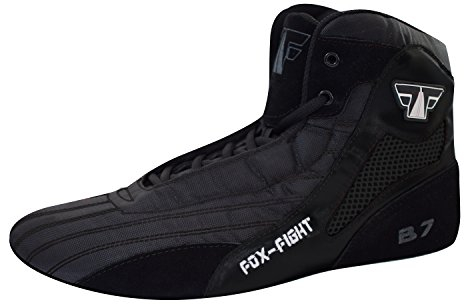 FOX-FIGHT B7 Sambo Kampfsport Schuhe | Wildleder Sohle | für Damen und Herren | Atmungsaktiv Flexibel | Ringerschuhe | Athletik Fitnesschuhe Mattenschuhe | 44 / Black B7