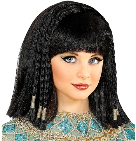 W WIDMANN MILANO Party Fashion - Kinderperücke Cleopatra | Schwarzes Kunsthaar mit geflochtenen Zöpfen, Ägypterin-Kostümzubehör für Karneval, Halloween und Mottoparty