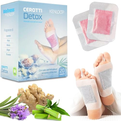 Cerotti Detox Piedi Elimina Tossine - Con Sale Rosa dell'Himalaya e Aceto di Bambù - Ingredienti 100% Naturali e Disintossicanti - Rilassanti per Dormire Meglio - KENLOOP®