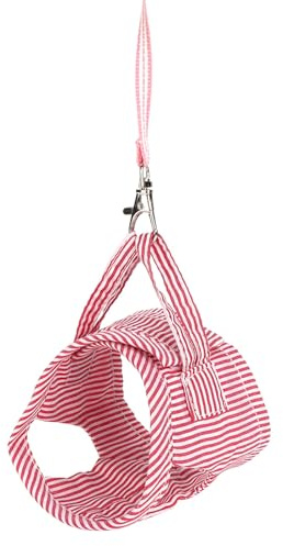 Pettorina e Guinzaglio per Piccoli Animali, Rosso, Taglia S, Cotone, con Chiusura a Fibbia, per Porcellini d'India, Scoiattoli, Ricci, Cincillà