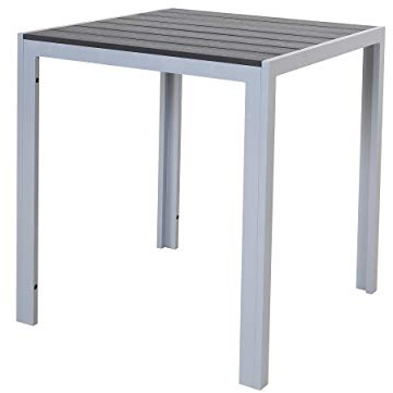 Chicreat Tavolo in alluminio con superficie in polywood, 70 x 70 x 75 cm, Argento e nero