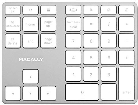 Macally Bluetooth Number Pad for Laptop - Rechargeable Wireless Numeric Keypad - Slim 35 Key Wireless Number Pad for Data Entry, 10 Key Numpad Compatible with Mac, MacBook, iPad, PC Desktop, Windows