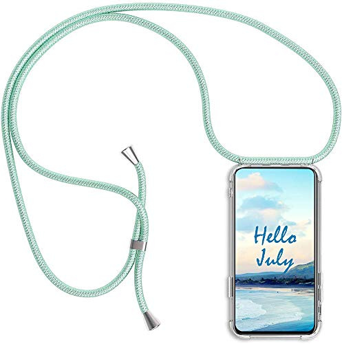 Hülle für iPhone 12/12 Pro (6.1) mit Band Transparent Handyhülle Stossfest Schutzhülle - Schnur mit Case zum Umhängen in Grün