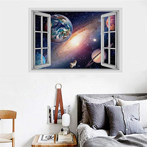 3D- Selbstklebende Abnehmbaren Universum Planet Drucken Deko Wand Wandsticker, Treer 2PC Aufkleber Wandtattoo Modern Vinyl Wanddekoration für Wohnzimmer 50X70cm