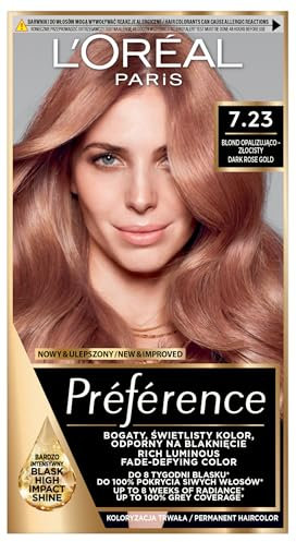 Loreal Infinia Préférence Haarfärbemittel, 7.23 Rose Gold Blonde, 210 ml