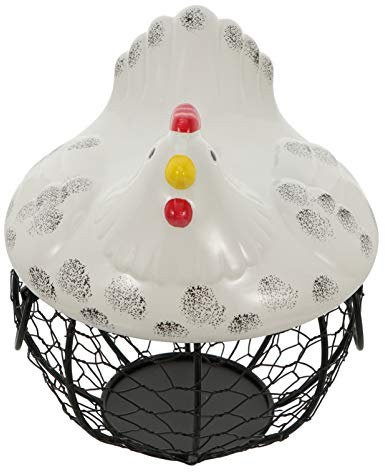 Cabilock 1 Pc Canasta De Expositor De Canasta De Pollo con Huevo De Hierro Cesta De Almacenamiento Gallina, Huevo Cesta De Hierro Alambre De Hierro Cubierta De Cerámica