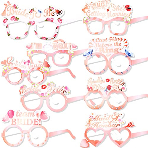 HOWAF 16 Pack Hen Party Glasses - Bride to Be and Team Bride Accessories for Hen Do, Night, and Bachelorette Party - Photo Props