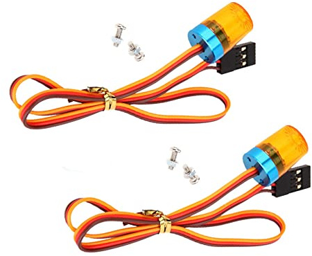 KEEDA 2-pack RC LED polisblixtar cirkulär stroboskop larmlampa för 1/8 1/10 1/12 1/16 RC modell polis bil lastbil (gul)