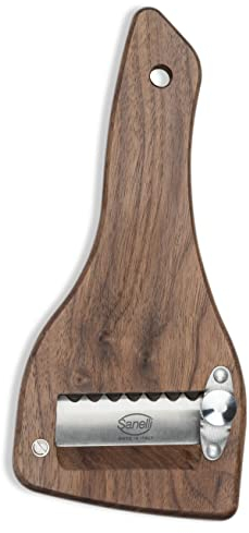 Sanelli, Tagliatartufi SAN-SLICE, Affetta tartufi professionale in legno con regolatore di taglio. Lama seghettata, Inox