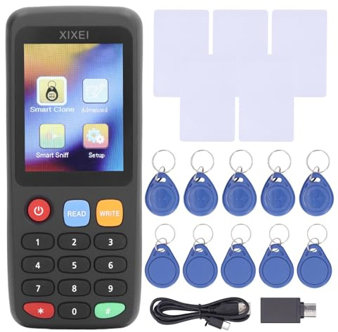 NFC Card Copier Reader Writer, X7 Access Control Card Duplicator, Supports ID IC Full Frequency Band, One Key Encryption, Type C Communication and Power Supply (5 UID Buckles 5 T5577 Cards 5 T5577