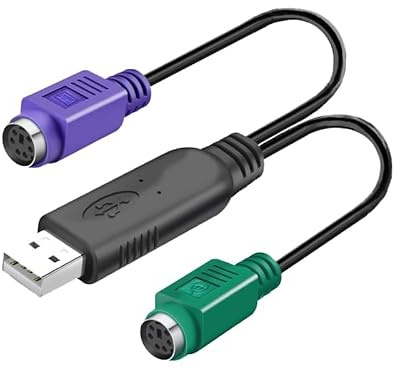 HuaLiSiJi PS2 2 USB Keyboard Adapter PS2 Adapter USB Maus Keyboard, Eingebauter Chip Ohne Treiber, Plug and Play (Black)