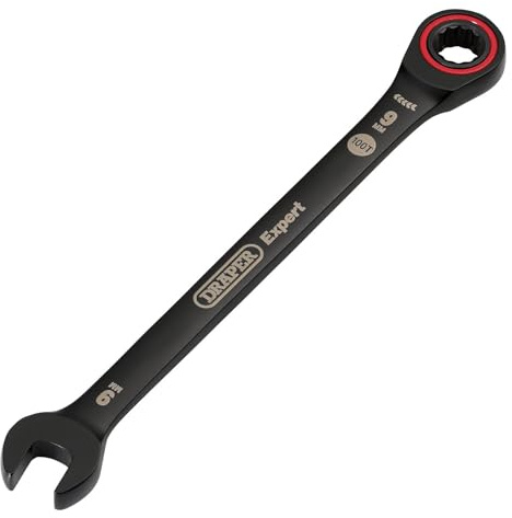 Draper 03880 Expert HI-TORQ Metric Ratchet Combination Spanner, 9mm, Black