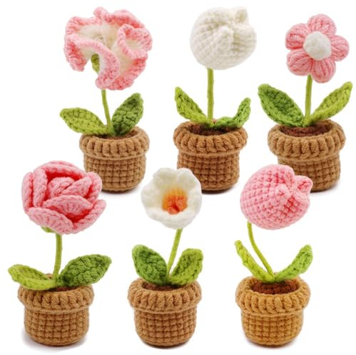 ysister Häkelset für Anfänger 6-teiliges Häkeln Häkelgarn Set Häkel-Starterset für Blume DIY Häkel Strickset mit Schritt-für-Schritt-Anleitung und Video-Tutorials,Flower
