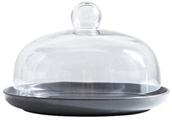 UNbit Cake Tray, Fruit Bread Save Tray Cheese Board Cover Glass Cover Restaurant Serving Plate Window Display Tray Cake Stands Tray (Color : Grau, Size : 8 inches)