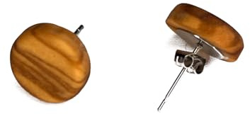Kleine Abgerundete Ohrstecker mit Verschluss 12 mm, edles Holz mit schöner Maserung, handgemacht aus Echtholz, hautverträglicher Edelstahl