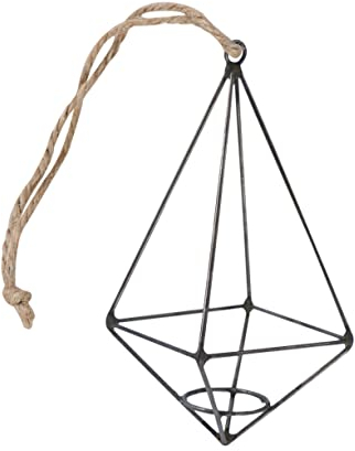 MAGICLULU Eisen Pendelleuchte Geometrische Wanddekoration Rustikales Hängedekor Für Zuhause Schwarz Mit Jute-Seil Für Wohnräume Hochzeiten Und Feste