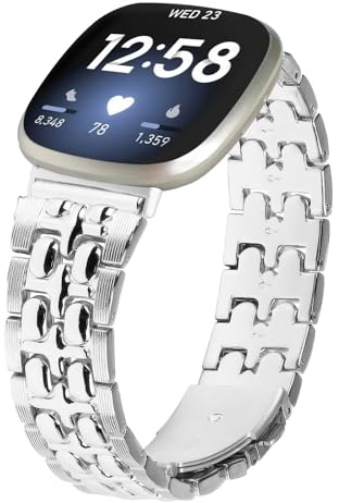 Maucoray Uhrenarmband kompatibel mit Fitbit Versa 4/Versa 3/Sense 2/Sense Armband, Metallarmband, verstellbares Armband für Männer und Frauen