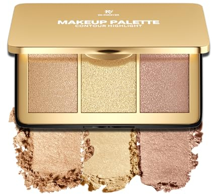 Palette Illuminante Viso FV, Effetto Metallico, Alta Pigmentazione, Formula Liscia, Trucco Polvere Highlighter Multiuso, Cruelty-Free