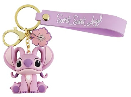 Disney barn lila och söm ängel 3D berlock snodd nyckelring väska pennfodral berlock, Rosa, En storlek, Disney Stitch