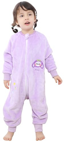 TMEOG Baby sovsäck med fötter TOG 2 pyjamas fleece långärmad sparkdräkt med dragkedja för pojke och flicka 1–6 år, Lila, 80(Tamaño del cuerpo: 70-80cm)