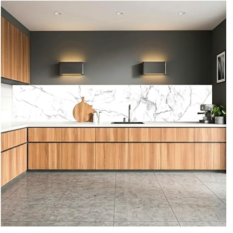 Dimex Film autocollant pour crédence de cuisine - Marbre Blanc 420 x 60 cm | Film décoratif adhésif - Protection anti-éclaboussures pour la cuisine | Fabriqué en UE