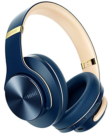 DOQAUS Bluetooth Headphones Over Ear, Bluetooth 5.3 Wireless Headphones, 90Hrs Playtime, 3 EQ Modes, Foldable Headphones Wireless with Mic, Soft Memory Protein Earpad, for Phone/PC/Travel(Navy Blue)